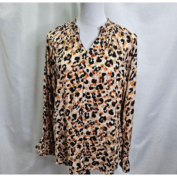 Democracy Ruffle Neck Long Sleeve Blouse Size Medium - Picture 3 of 11